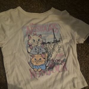 Disney Cream Juniors The Aristocats Graphic Tee with Pink & Blue Print
